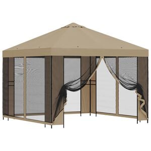 vidaXL Gazebo de Jardim com Laterais 3 x 3 m Bege Poli&eacute;ster e A&ccedil;o