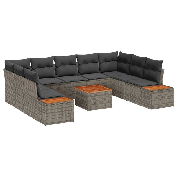 vidaXL Conjunto de Sof&aacute; de Jardim 5 pcs Cinzeto Polirattan