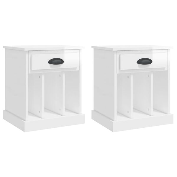 vidaXL Mesas de cabeceira 2 pcs 43x36x50 cm branco brilhante