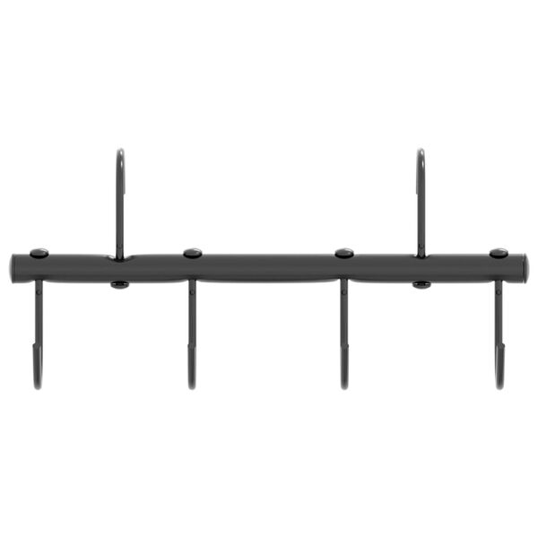 vidaXL Suporte de brida com 6 ganchos giratórios aço preto