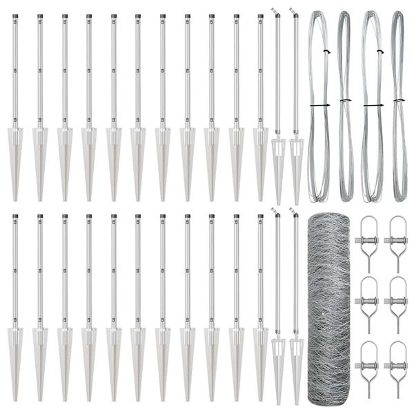 vidaXL Poste de Cerca Prateado 50 x 0,6 m (malha de 36 mm) A&ccedil;o