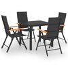 vidaXL 5 pcs conjunto de jantar para jardim preto e castanho