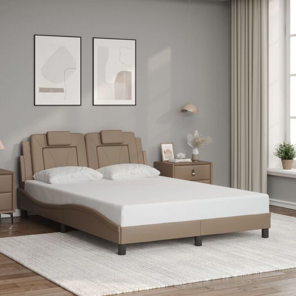 vidaXL Estrutura de cama Viana com LED sem colch&atilde;o 140x190 cm cappuccino