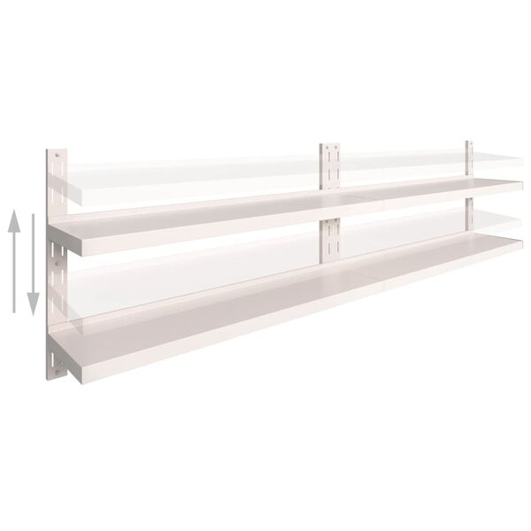 vidaXL Prateleiras de parede suspensas 2 pcs 300x30 cm a&ccedil;o inoxid&aacute;vel