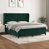 vidaXL Cama com molas/colch&atilde;o 160x200 cm veludo verde-escuro