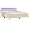 vidaXL Cama Box com colch&atilde;o com led Creme 200 x 200 cm tecido