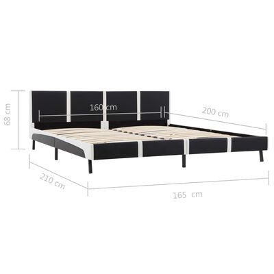 vidaXL Estrutura de cama 150x200 cm couro artificial preto e branco