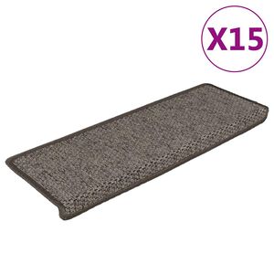 vidaXL Tapetes escada adesivos aspeto sisal 15pcs 65x21x4 cinza e bege