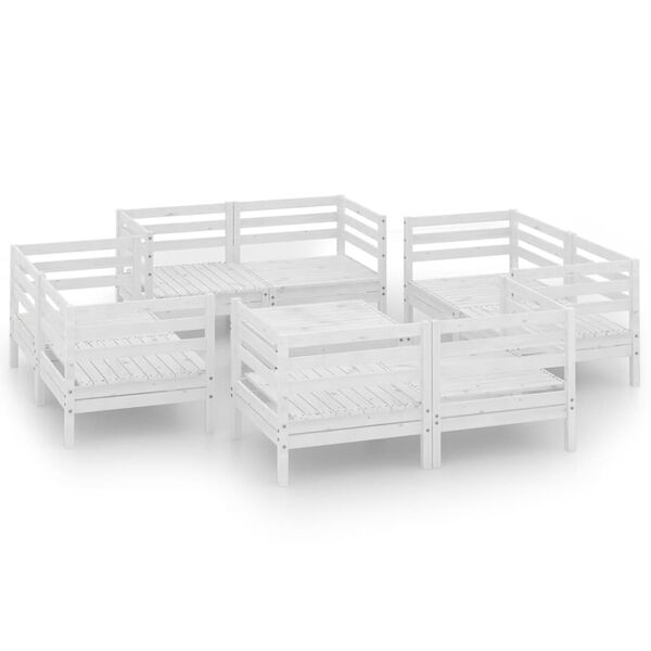 vidaXL 9 pcs conjunto lounge de jardim pinho maciço branco