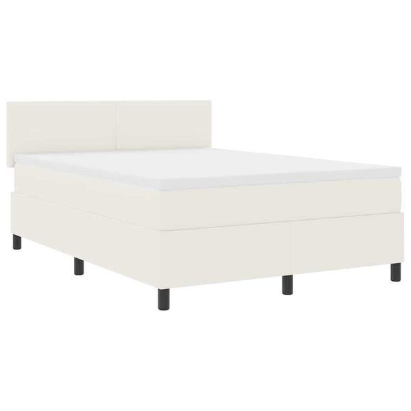 vidaXL Cama Box Creme e Branco 160 x 200 cm Tecido de Veludo Cotele