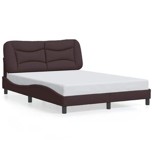 vidaXL Estrutura de cama sem colch&atilde;o Hvar 140x200 cm tecido castanho-escuro