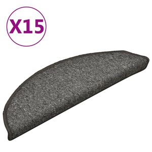 vidaXL Tapetes de escada 15 pe&ccedil;as 56x17x3 cm cinza escuro semicircular