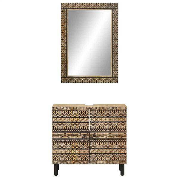 vidaXL 2 pcs conj. m&oacute;veis p/ casa de banho madeira mangueira maci&ccedil;a