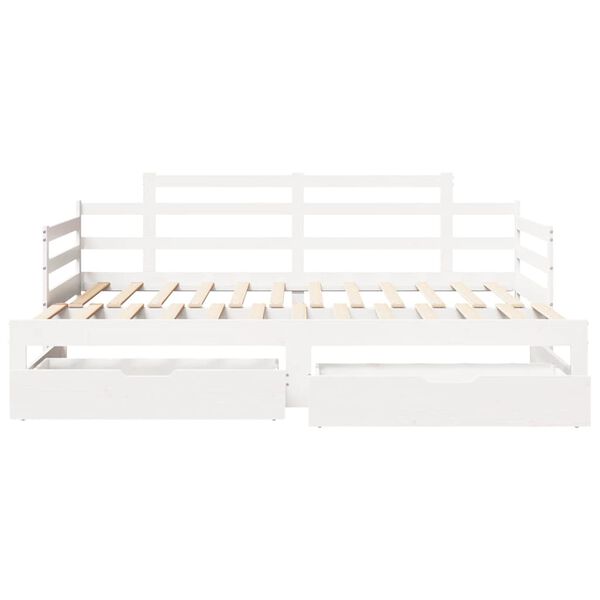 vidaXL Sof&aacute;-cama com gavet&atilde;o e gavetas sem colch&atilde;o 90x200 cm branco