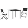 vidaXL Conjunto de Jantar para Jardim 3 pcs Preto A&ccedil;o revestido a p&oacute;