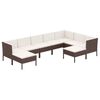 vidaXL 9 pcs conjunto lounge jardim c/ almofad&otilde;es vime PE castanho