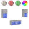 vidaXL 4 pcs m&oacute;veis de parede para TV com luzes LED cinza cimento