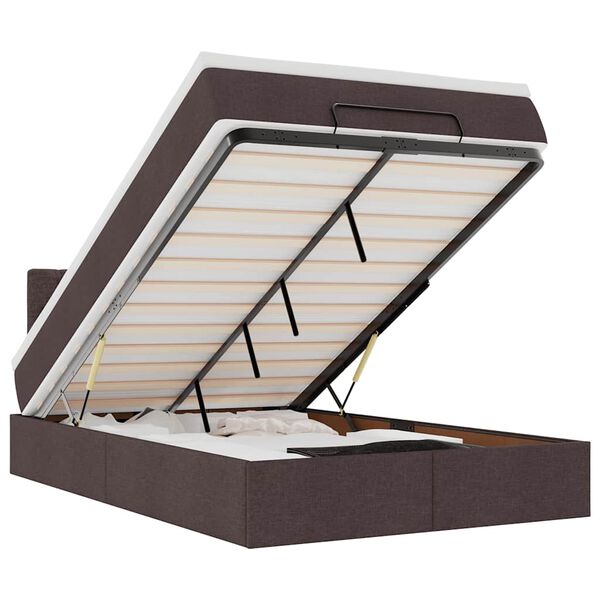 vidaXL Estrutura de cama otomana com colch&atilde;o 120x190cm castanho escuro
