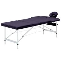 vidaXL Mesa de massagens dobrável 3 zonas alumínio roxo