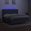 vidaXL Cama box spring c/ colch&atilde;o e LED 160x200 cm tecido cinza-escuro