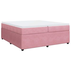 vidaXL Cama com molas/colch&atilde;o 200x200 cm veludo rosa