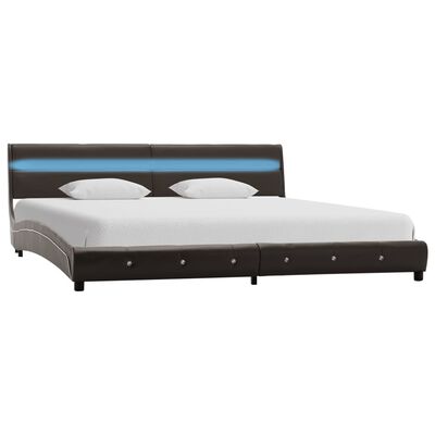 vidaXL Estrutura de cama com LED 150x200 cm couro artificial cinza