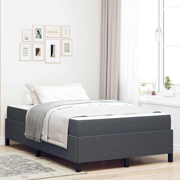 vidaXL Estrutura da Cama com colch&atilde;o Cinza Escuro 120 x 200 cm tecido