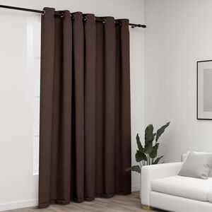 vidaXL Cortina opaca aspeto linho c/ ilh&oacute;s 290x245cm cinza-acastanhado