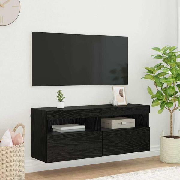 vidaXL Arm&aacute;rio de TV de Parede Carvalho Preto 100 x 30 x 40 cm