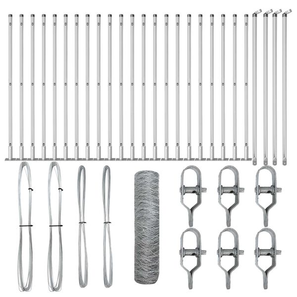 vidaXL Poste de Cerca Prateado 50 x 1 m (malha de 36 mm) A&ccedil;o