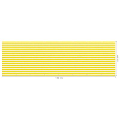 vidaXL Tela de varanda 120x400 cm PEAD amarelo e branco