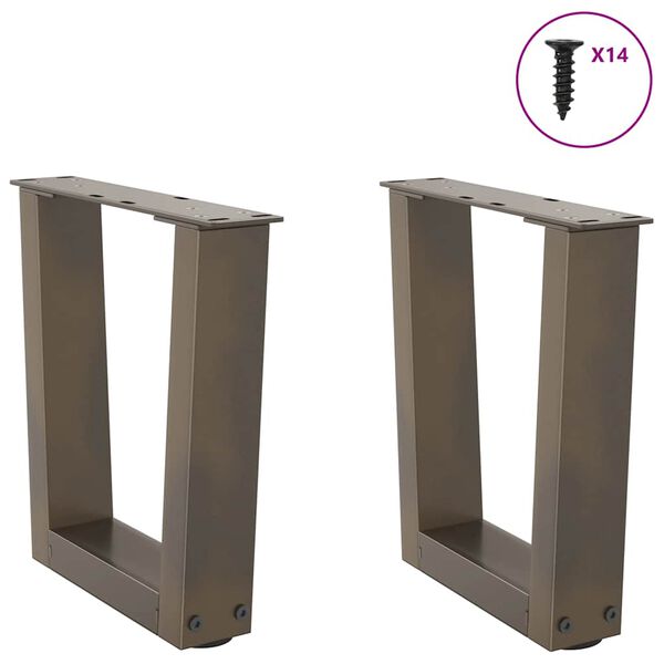 vidaXL P&eacute;s para mesa de centro em formato de V, 2 pe&ccedil;as, a&ccedil;o natural, 30x(30-31,3) cm, a&ccedil;o