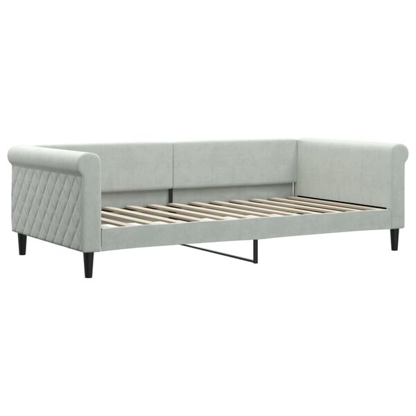 vidaXL Sof&aacute;-cama com colch&atilde;o 100x200 cm veludo cinzento-claro