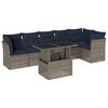 vidaXL Conjunto de sof&aacute; de jardim com 7 pe&ccedil;as e almofadas em rattan sint&eacute;tico cinza