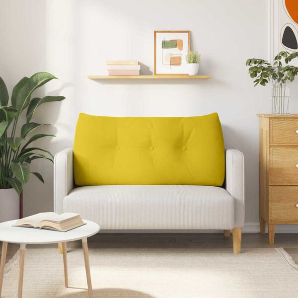 vidaXL Travesseiro para Costas Amarelo 100 x 24 x 50 cm Veludo