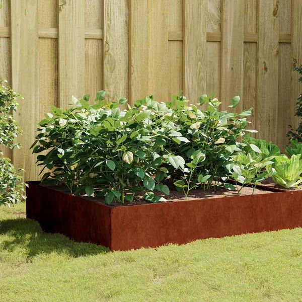 vidaXL Canteiro elevado de jardim 100x100x41 cm a&ccedil;o corten