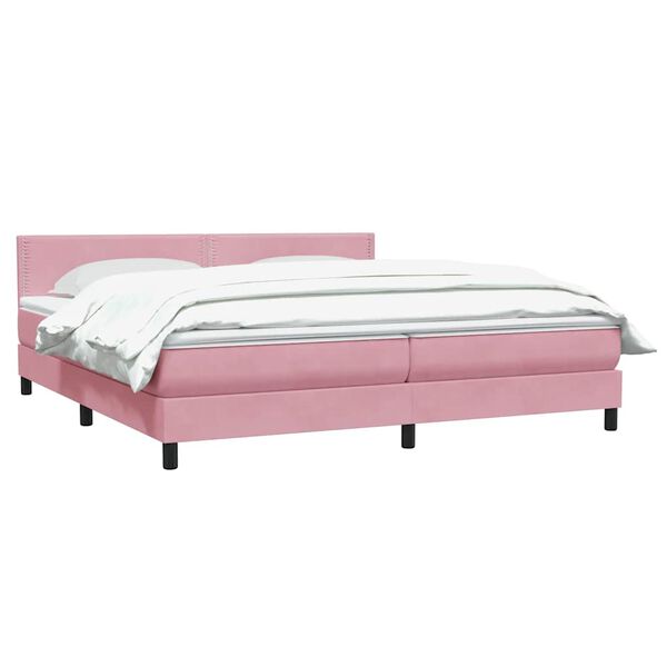 vidaXL Cama com molas/colch&atilde;o 180x210 cm veludo Rosa