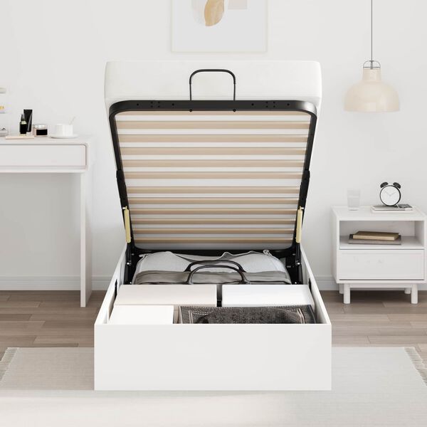 vidaXL Estrutura de Cama Ottoman Branco 193 x 120 x 25 cm Compensado