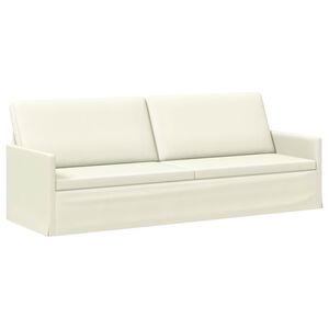 vidaXL Sof&aacute; de 3 lugares Creme 220 x 81 x 82 cm