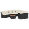 vidaXL 10 pcs conjunto sof&aacute;s de jardim c/ almofad&otilde;es vime PE preto