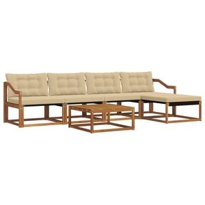 vidaXL Conjunto de Sof&aacute;s para Exterior 6 pcs Natural e Bege