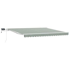 vidaXL Toldo retr&aacute;til Verde e Branco 400 &times; 300 cm Tecido e Alum&iacute;nio