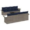 vidaXL Conjunto de Sof&aacute; de Jardim 9 unid. Cinza e Azul Marinho vime PE