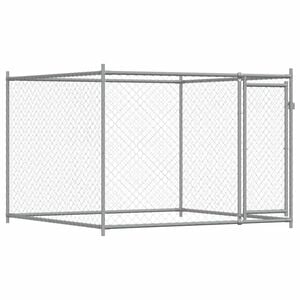 vidaXL Jaula para c&atilde;o com porta 2x2x1,5 m a&ccedil;o galvanizado cinzento