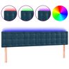 vidaXL Cabeceira de cama c/ luzes LED veludo 200x5x78/88cm azul-escuro