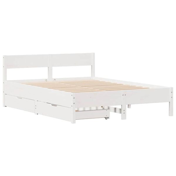 vidaXL Cama sem colch&atilde;o 120x190 cm madeira de pinho maci&ccedil;a branco