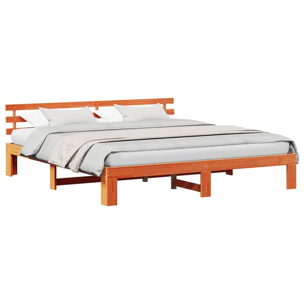 vidaXL Estrutura da Cama com cabeceira Marrom Cera 180 x 200 cm