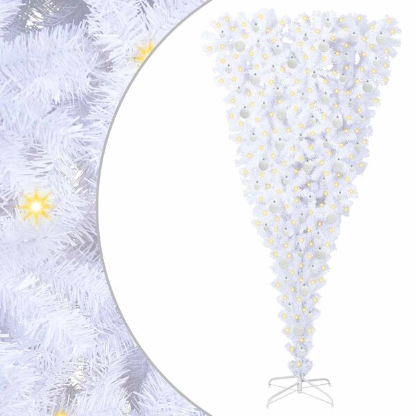 vidaXL &Aacute;rvore de Natal Artificial com 300 LEDs Branco 210 cm PVC e A&ccedil;o