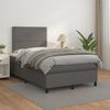 vidaXL Cama boxspring com colch&atilde;o 120x190 cm couro artificial cinzento