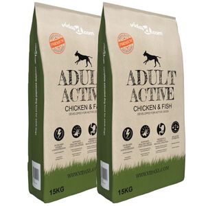 vidaXL Ra&ccedil;&atilde;o premium c&atilde;es Adult Active Chicken & Fish 2 pcs 30 kg